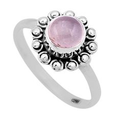 0.92cts solitaire natural pink rose quartz round 925 silver ring size 6 n47155