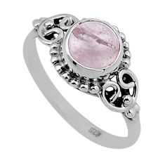 2.56cts solitaire natural pink rose quartz round 925 silver ring size 7 n50715