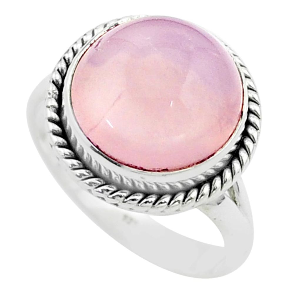 8.48cts solitaire natural pink rose quartz round 925 silver ring size 9 t52427