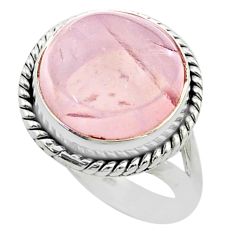 8.52cts solitaire natural pink rose quartz round 925 silver ring size 6.5 t52430