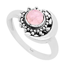 0.75cts solitaire natural pink rose quartz round 925 silver ring size 7.5 y63025