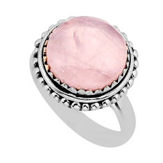 6.22cts solitaire natural pink rose quartz round 925 silver ring size 7.5 y76321