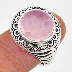 6.32cts solitaire natural pink rose quartz round 925 silver ring size 8.5 y78674