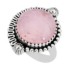 11.89cts solitaire natural pink rose quartz round silver ring size 6.5 y76901