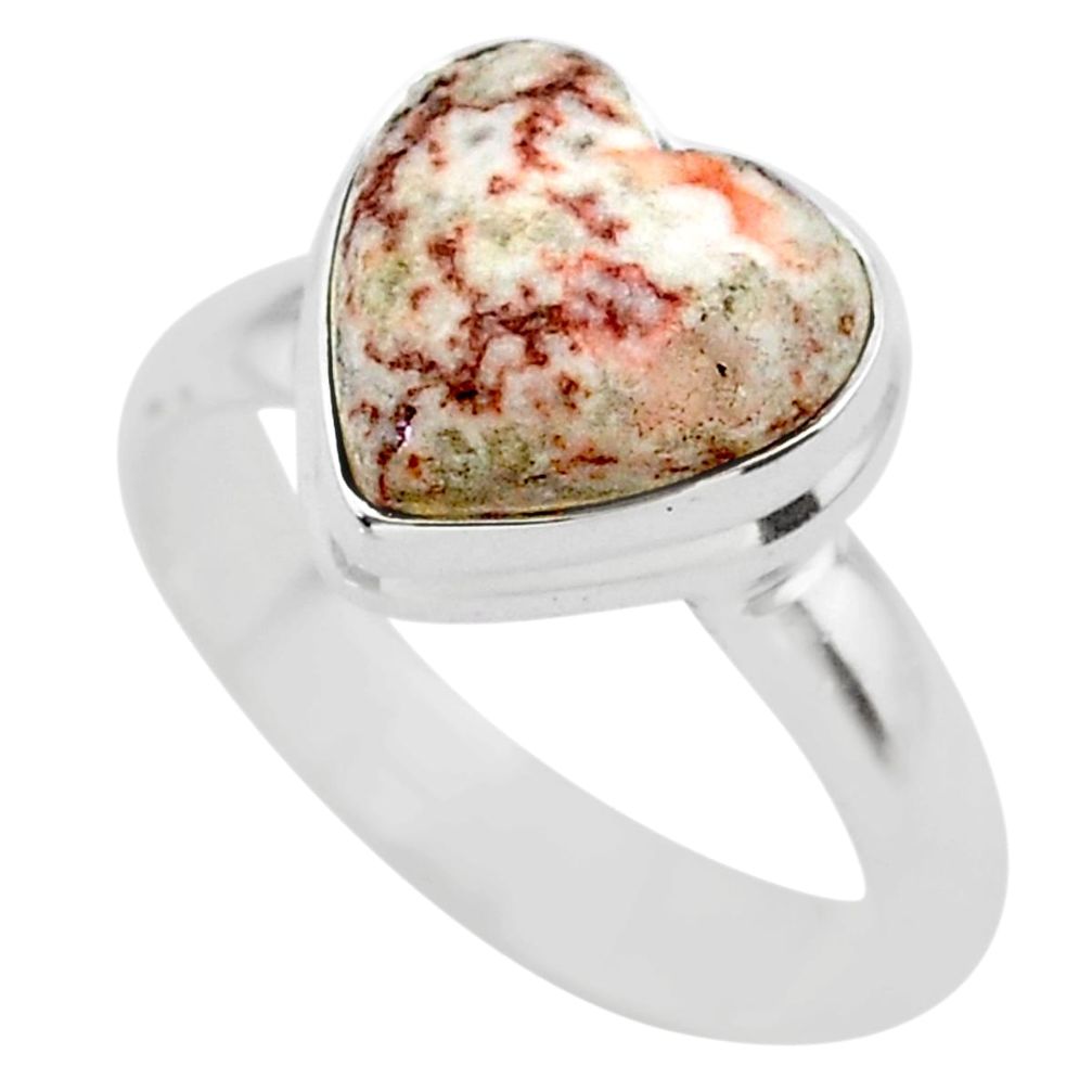 4.81cts solitaire natural pink rosetta stone jasper silver ring size 7 t29214