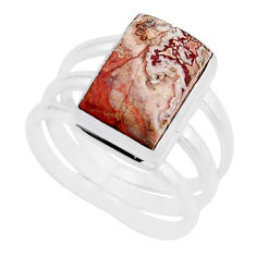 4.28cts solitaire natural pink rosetta stone jasper silver ring size 6.5 y64122