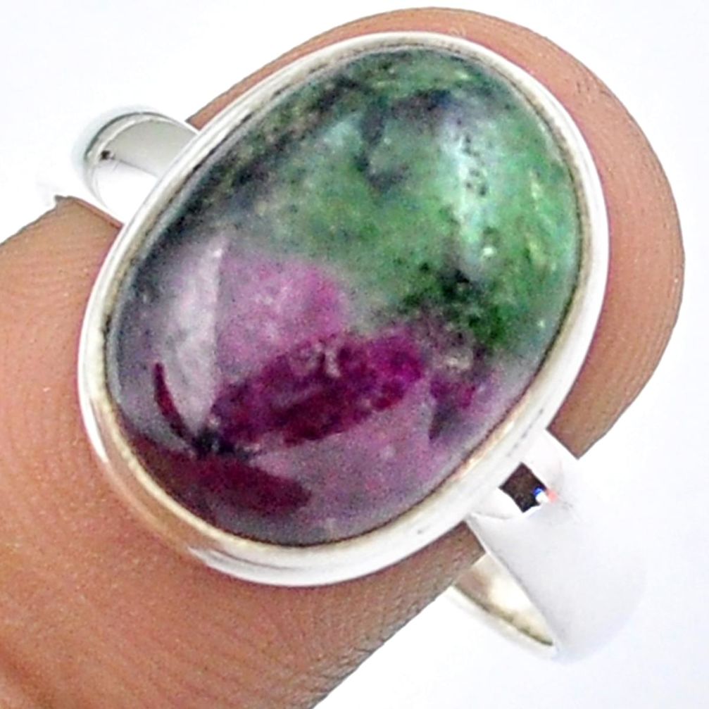 10.37cts solitaire natural pink ruby zoisite 925 silver ring size 11 u12199