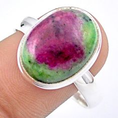 9.96cts solitaire natural pink ruby zoisite 925 silver ring size 11 u12238