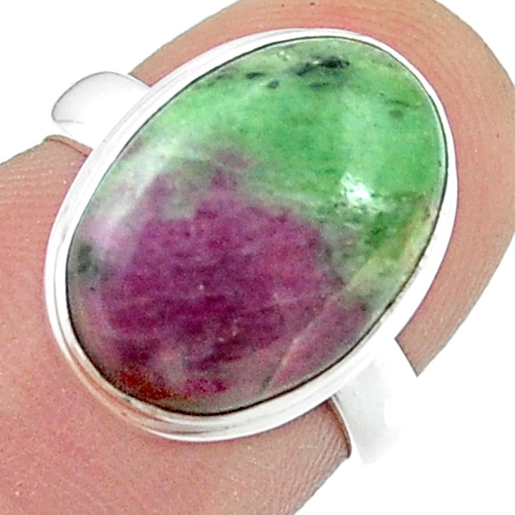7.27cts solitaire natural pink ruby zoisite 925 silver ring size 5.5 u47901