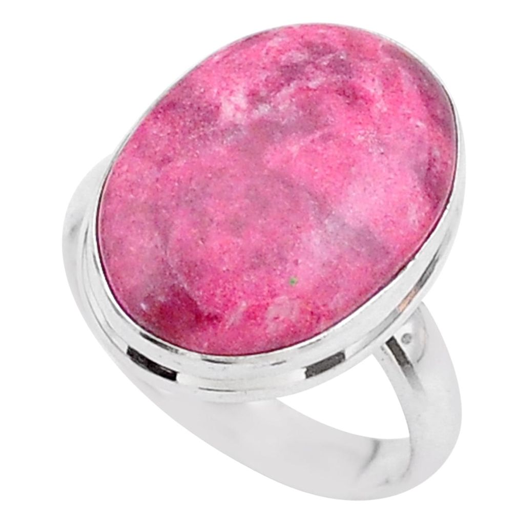 10.73cts solitaire natural pink thulite 925 silver ring jewelry size 7 t27771