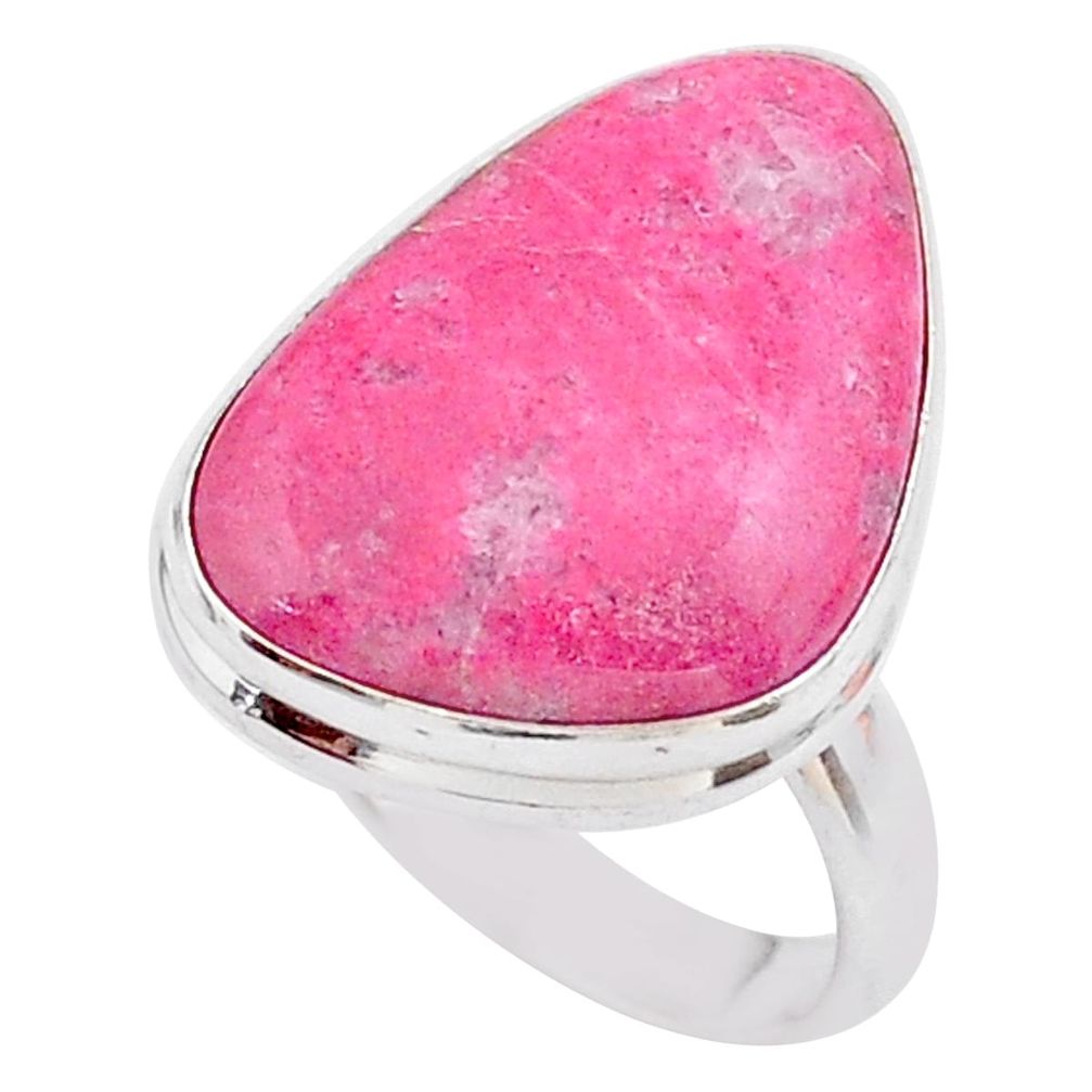 14.57cts solitaire natural pink thulite 925 silver ring jewelry size 7 t27790