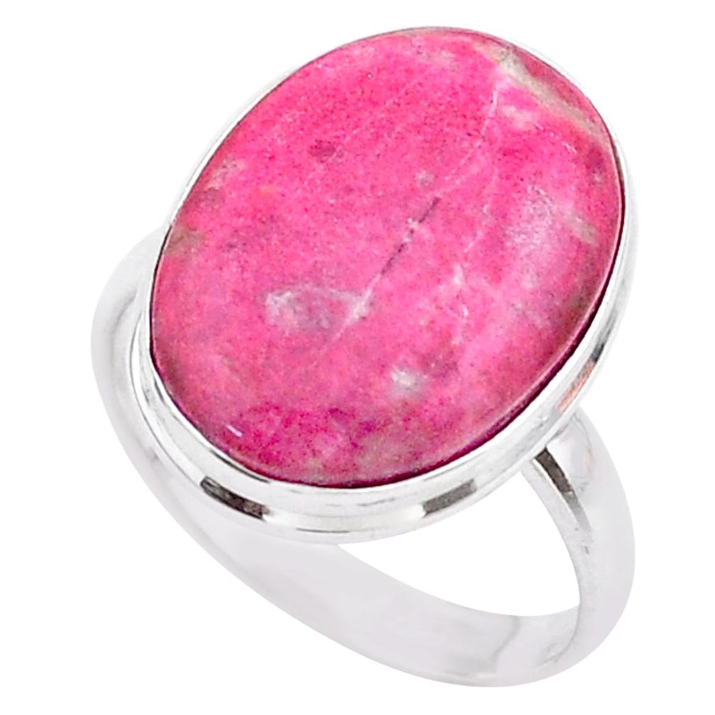 13.50cts solitaire natural pink thulite 925 silver ring jewelry size 9 t27813