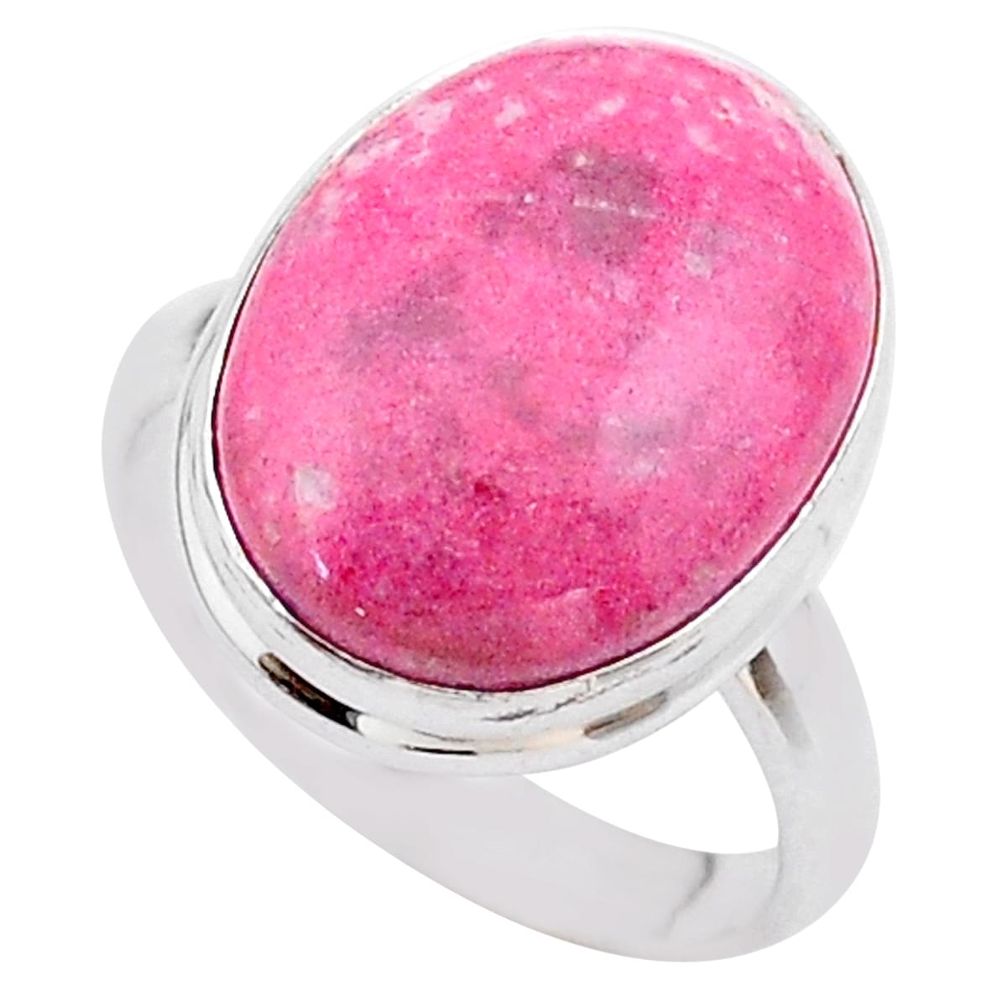13.28cts solitaire natural pink thulite oval shape 925 silver ring size 8 t27805