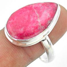 Thulite Ring - 16.65cts solitaire natural pink thulite pear shape silver ring size 11 t54108