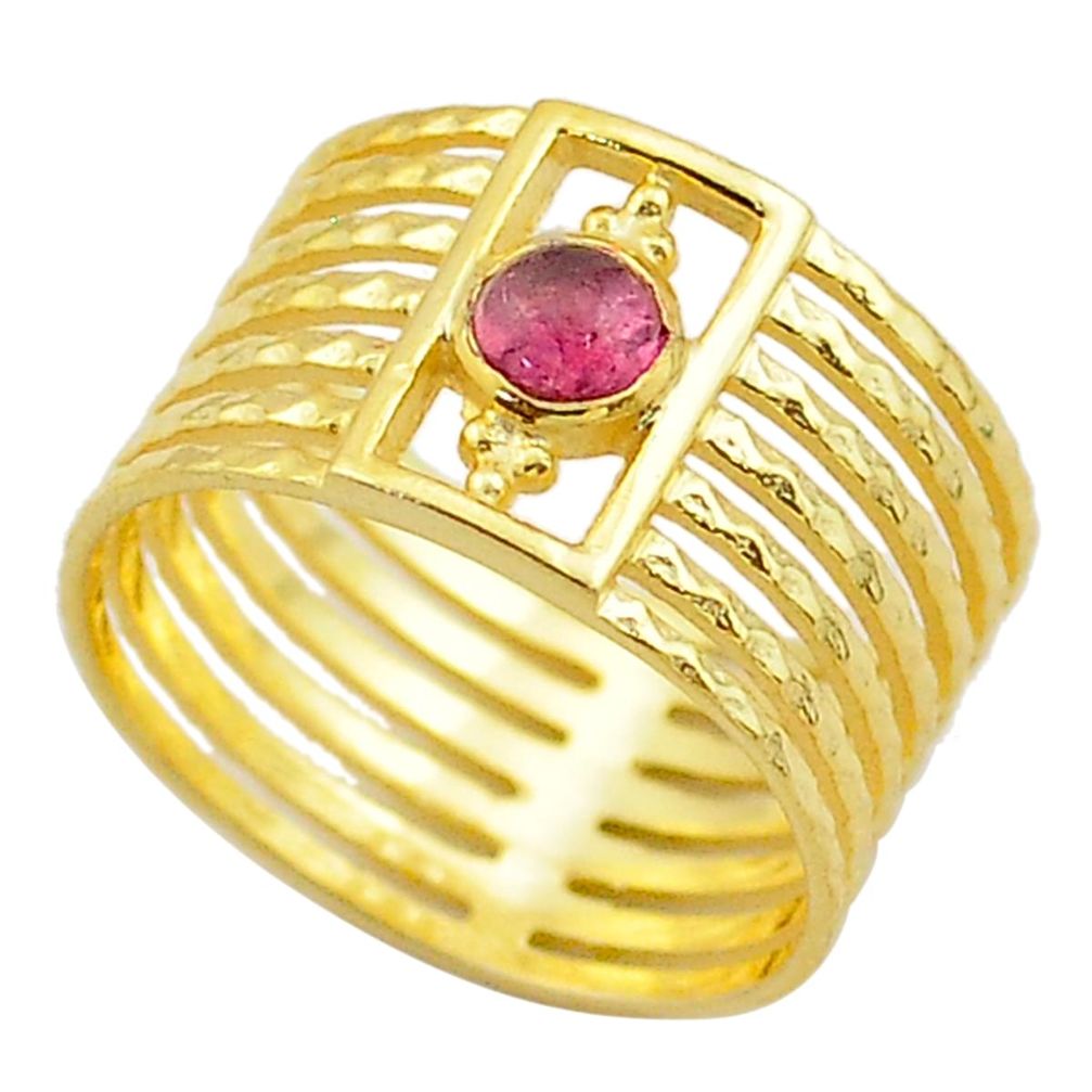 0.35cts solitaire natural pink tourmaline 925 silver 14k gold ring size 7 t67515