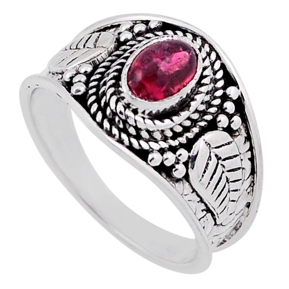 1.03cts solitaire natural pink tourmaline 925 silver leaf ring size 5.5 n37581