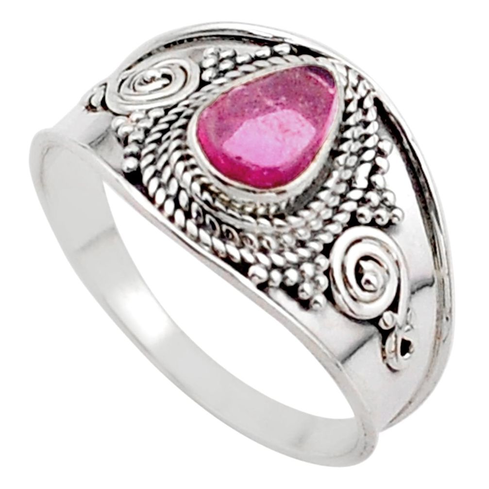 1.57cts solitaire natural pink tourmaline 925 silver ring size 9.5 t63026