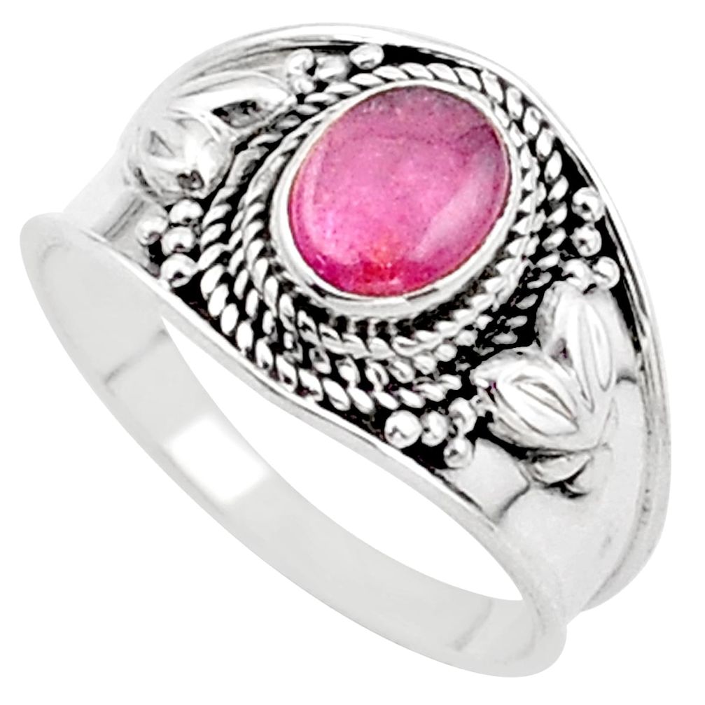 1.81cts solitaire natural pink tourmaline 925 silver ring size 7.5 t63041