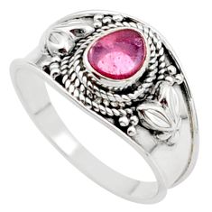 1.06cts solitaire natural pink tourmaline 925 silver ring size 7.5 t63051