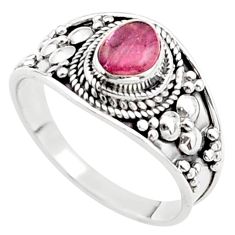 1.57cts solitaire natural pink tourmaline 925 silver ring size 7.5 t63066