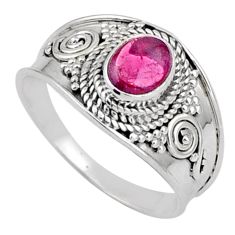 1.63cts solitaire natural pink tourmaline 925 silver ring size 8.5 t90221
