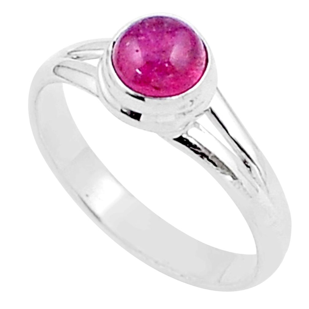 1.14cts solitaire natural pink tourmaline 925 silver ring size 7.5 u20186