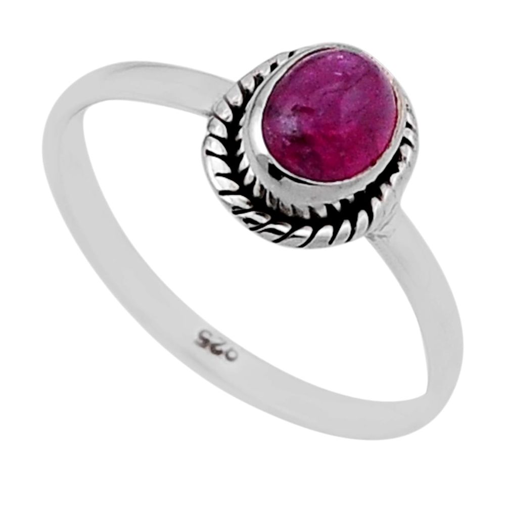 1.41cts solitaire natural pink tourmaline 925 sterling silver ring size 7 n48173