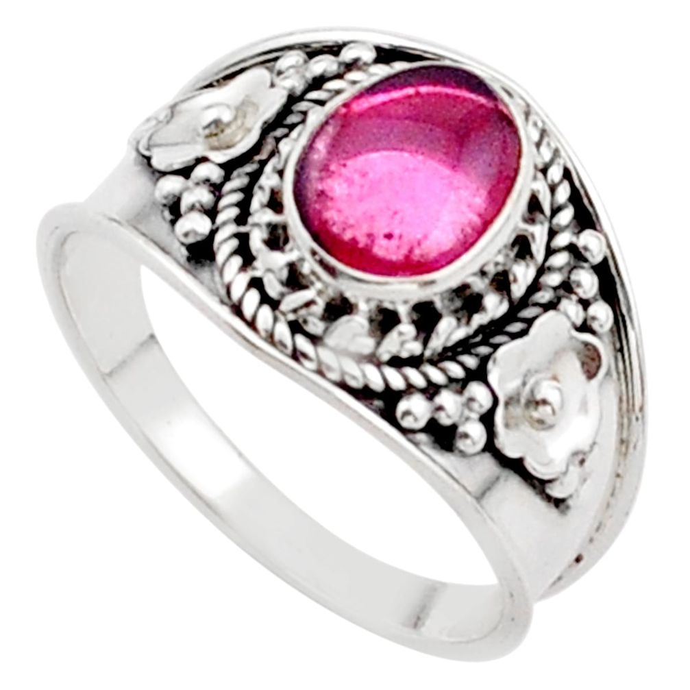 1.96cts solitaire natural pink tourmaline 925 sterling silver ring size 7 t63028