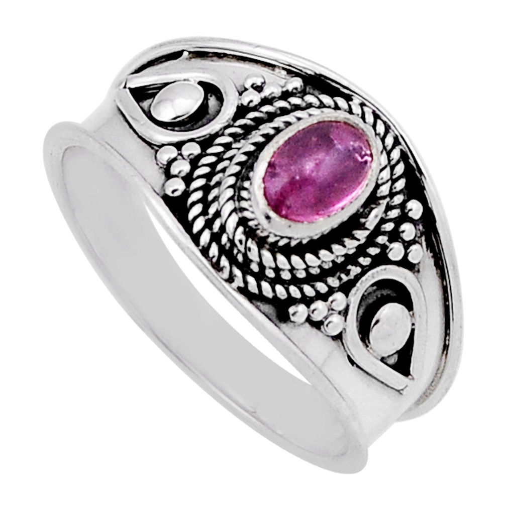 1.09cts solitaire natural pink tourmaline 925 sterling silver ring size 8 n42920