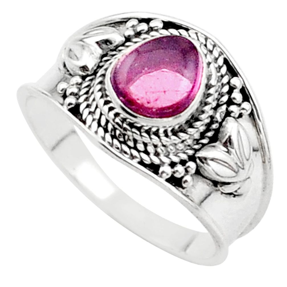 1.51cts solitaire natural pink tourmaline 925 sterling silver ring size 8 t63048