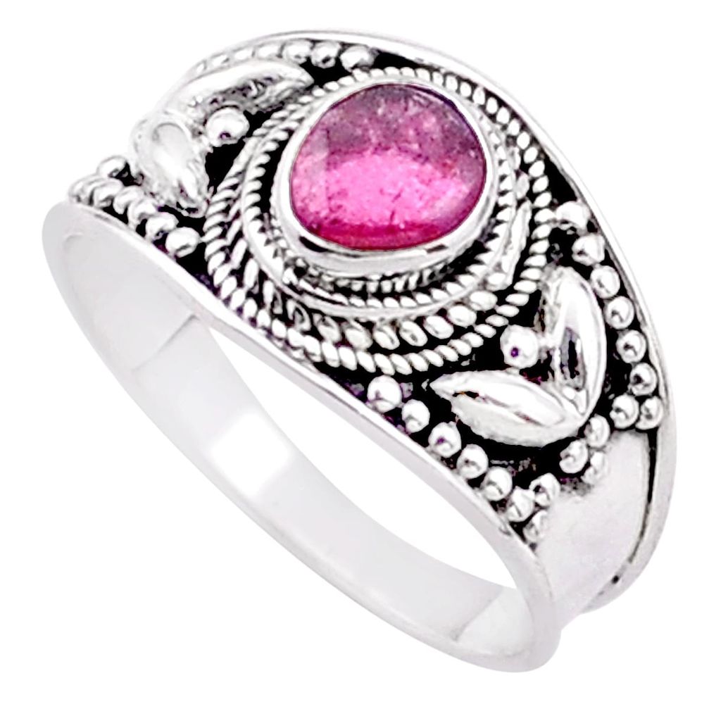 1.63cts solitaire natural pink tourmaline 925 sterling silver ring size 8 t63081