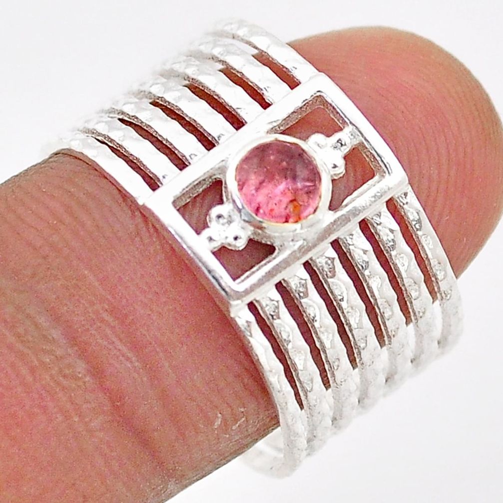 0.43cts solitaire natural pink tourmaline 925 sterling silver ring size 8 t67041