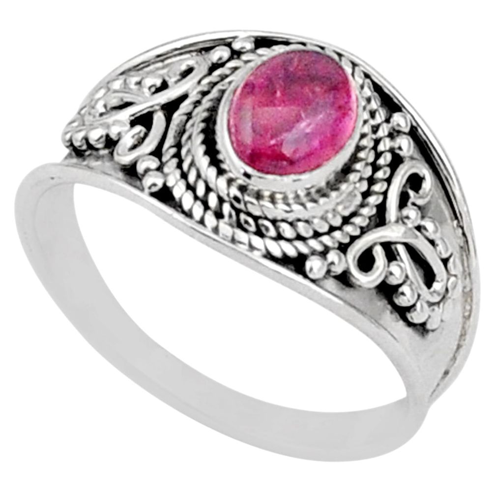 1.63cts solitaire natural pink tourmaline 925 sterling silver ring size 8 t90255