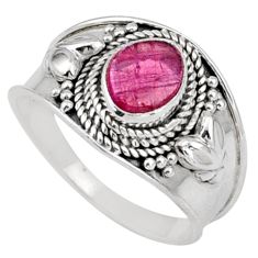 1.96cts solitaire natural pink tourmaline 925 sterling silver ring size 8 t90273