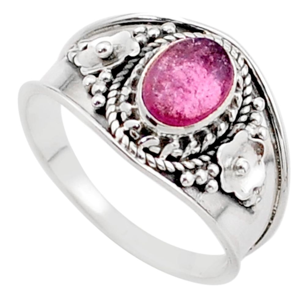 2.09cts solitaire natural pink tourmaline 925 sterling silver ring size 9 t63024