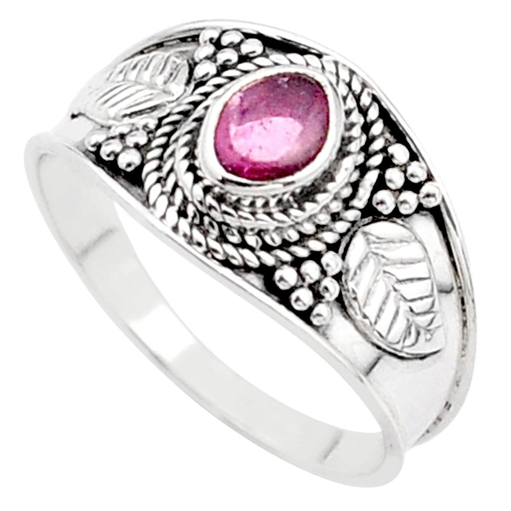 1.04cts solitaire natural pink tourmaline 925 sterling silver ring size 9 t63061