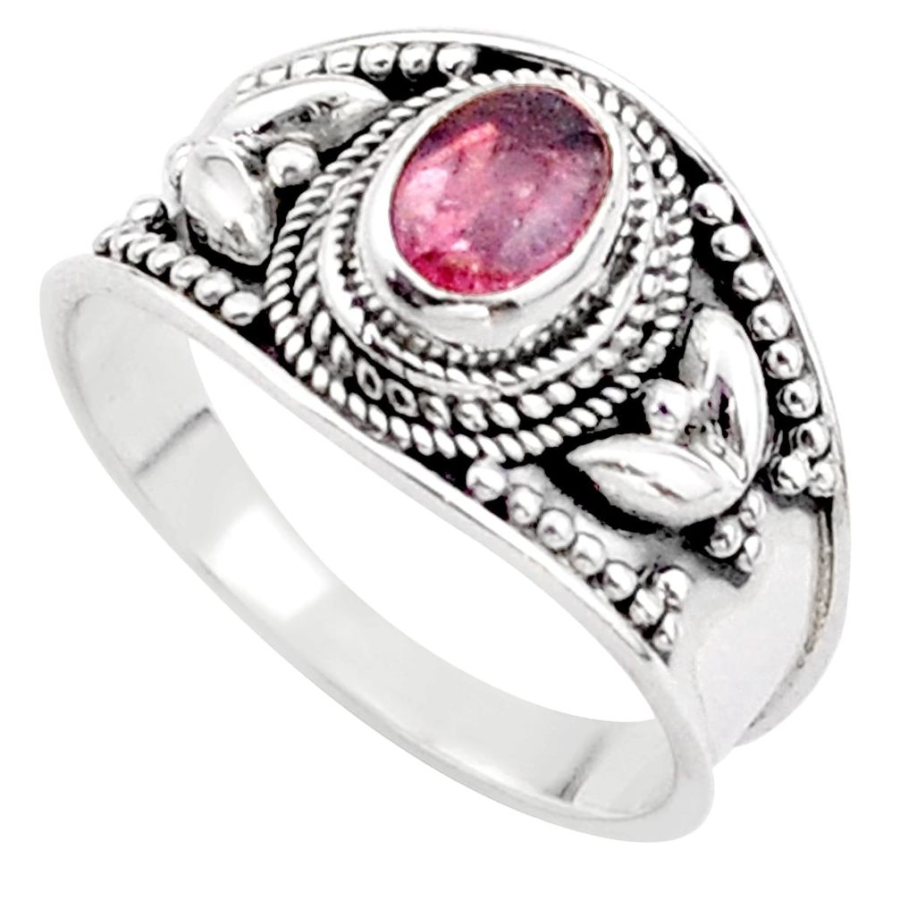 1.56cts solitaire natural pink tourmaline 925 sterling silver ring size 9 t63089