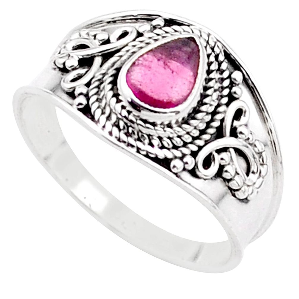 1.57cts solitaire natural pink tourmaline 925 sterling silver ring size 9 t63091