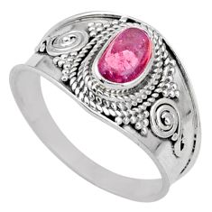 1.91cts solitaire natural pink tourmaline 925 sterling silver ring size 9 t90357