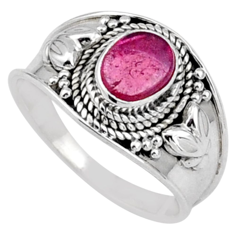 1.63cts solitaire natural pink tourmaline fancy 925 silver ring size 7.5 t90205