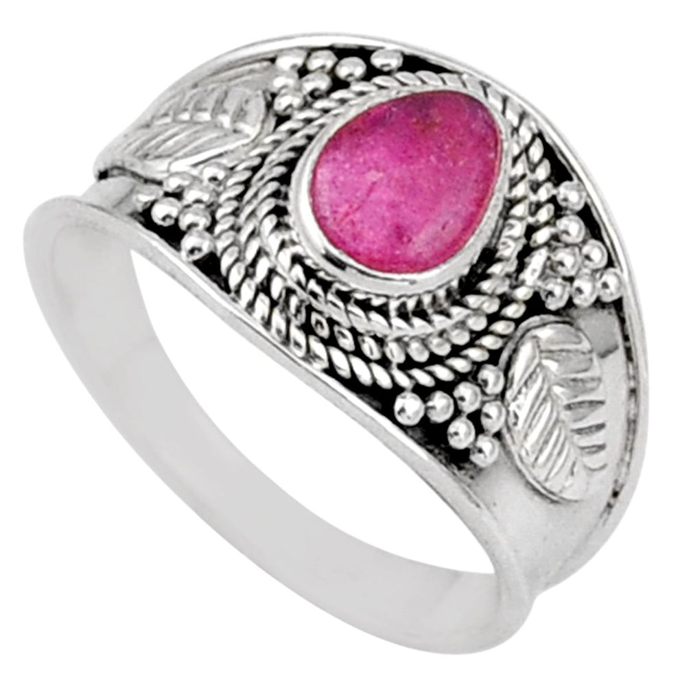 1.39cts solitaire natural pink tourmaline fancy 925 silver ring size 7.5 t90209