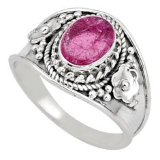 2.12cts solitaire natural pink tourmaline fancy 925 silver ring size 7.5 t90230