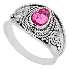 1.78cts solitaire natural pink tourmaline fancy 925 silver ring size 7.5 t90242
