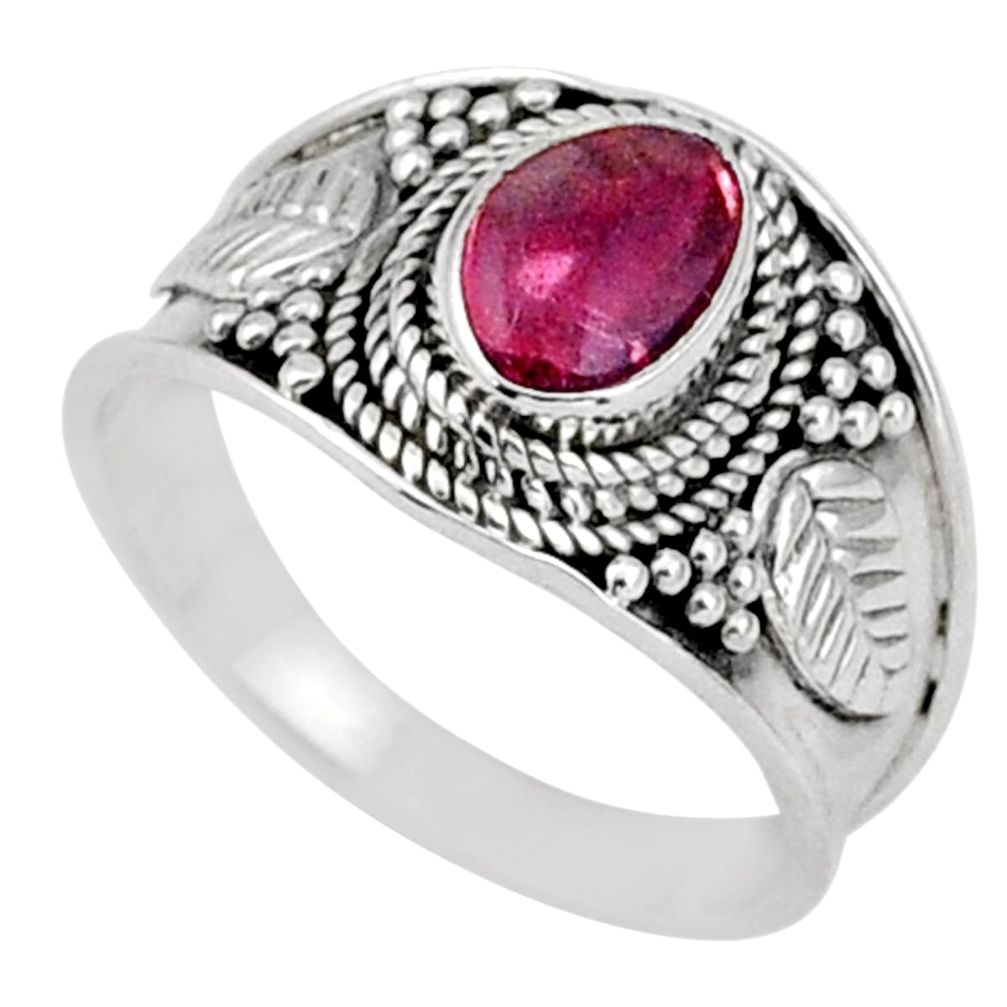 2.44cts solitaire natural pink tourmaline fancy 925 silver ring size 7.5 t90243