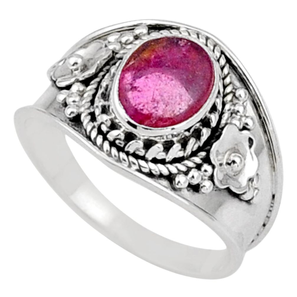 2.22cts solitaire natural pink tourmaline fancy 925 silver ring size 7.5 t90267