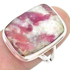 13.39cts solitaire natural pink tourmaline in quartz silver ring size 8 u51778