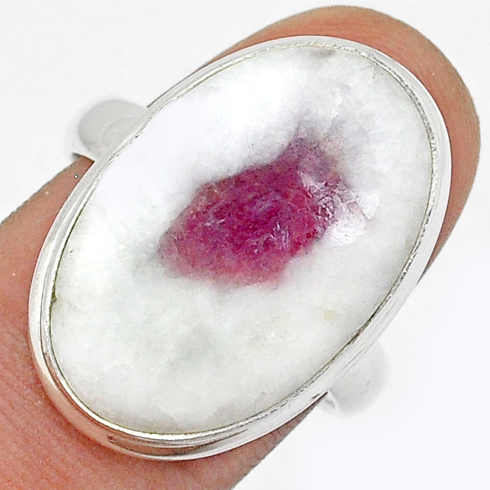 15.29cts solitaire natural pink tourmaline in quartz silver ring size 8 u74310