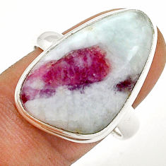 17.16cts solitaire natural pink tourmaline in quartz silver ring size 9 u73024