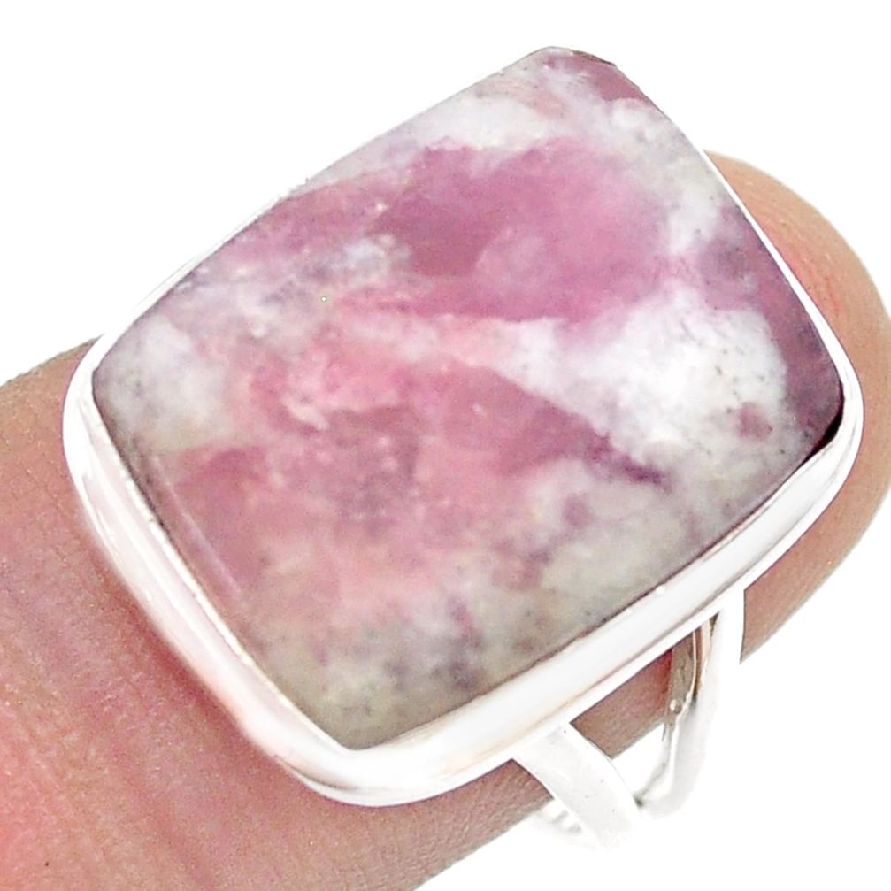 13.43cts solitaire natural pink tourmaline in quartz silver ring size 8.5 u51771