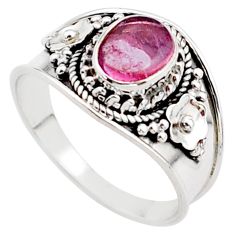 2.08cts solitaire natural pink tourmaline oval 925 silver ring size 8.5 t63025